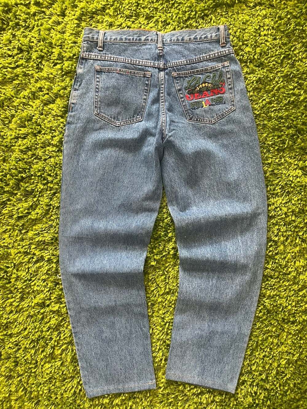 Vintage LA Club Design Wear Embroidered Pocket Straight Leg Jeans